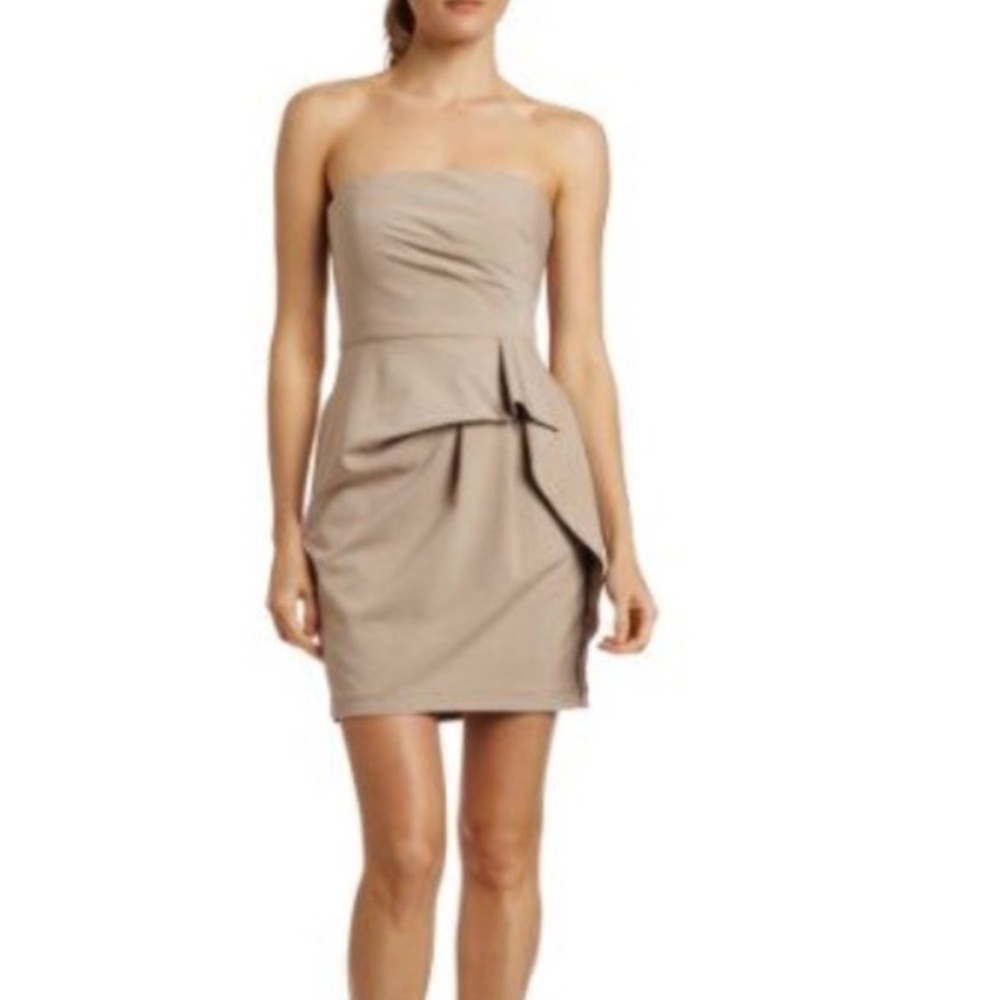 BCBG Strapless Taupe Mini Dress